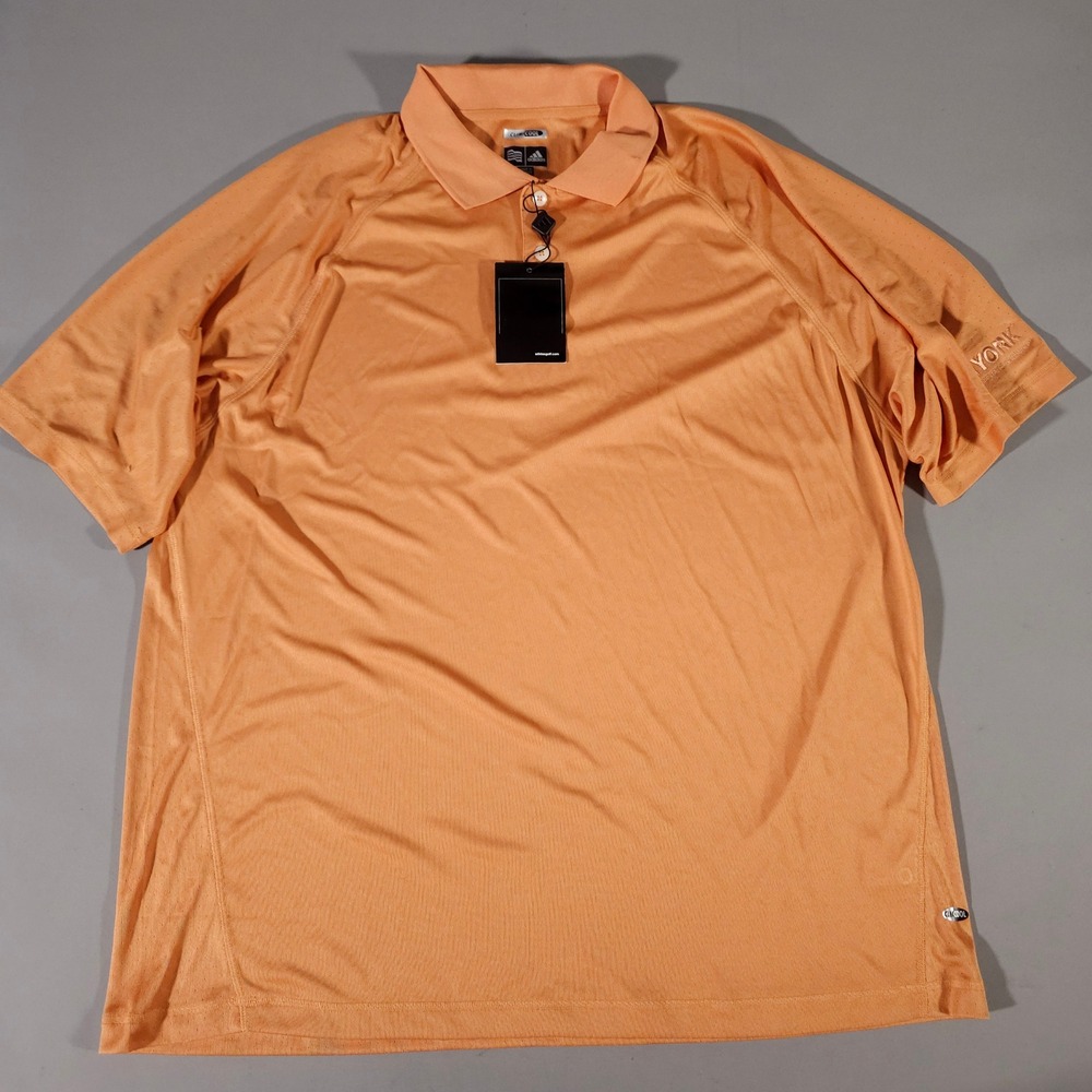 Adidas Polo Shirt Mens XXL Orange ClimaCool Short Sleeve York Logo 938005